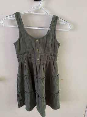 gef France Olive Green Tiered Button-Front Sundress
